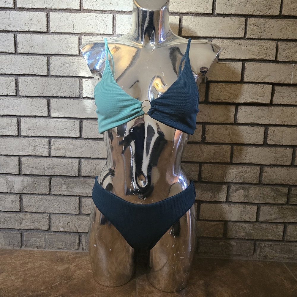 Teal Colorblock Zaful Bikini Set